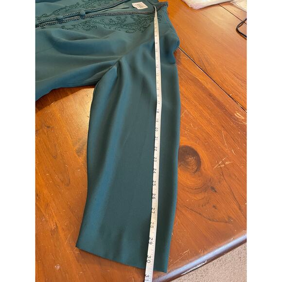 VTG R&M Richards Karen Kwong 22W Dress Suit Top Green Embroidered Lined Formal - Picture 10 of 11